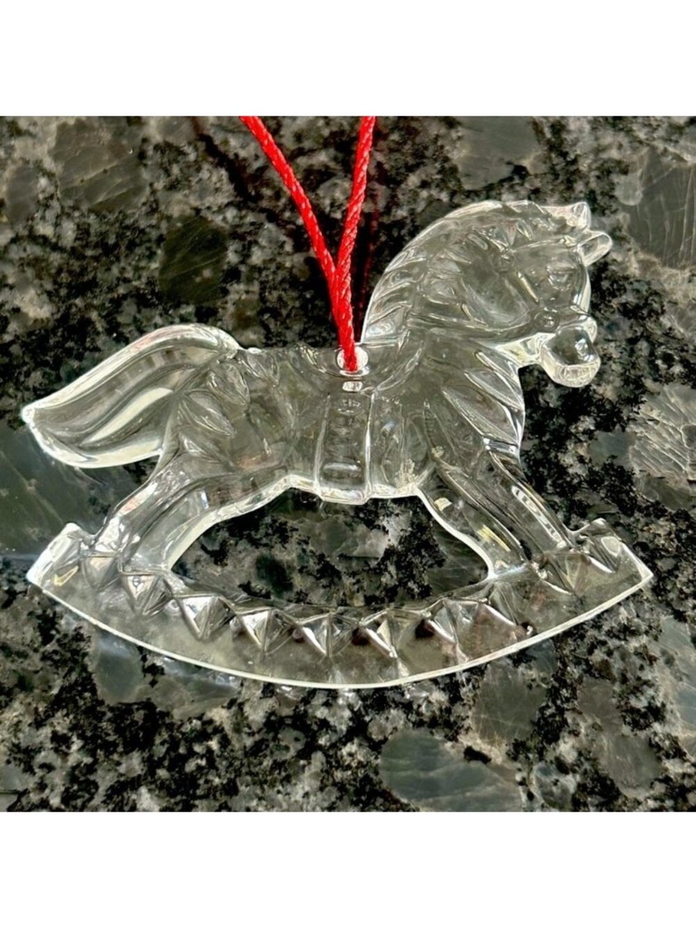 VINTAGE Gorham Crystal Rocking Horse ornament Intricate Design Clear Like new